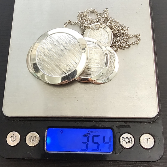 Estate Arte d'Argento Italy Sterling Silver 925 Brushed Disc Circle Necklace 20” - Picture 9 of 9